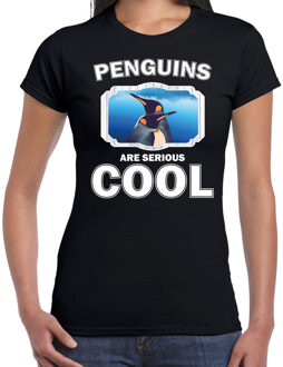 Bellatio Decorations Dieren pinguins t-shirt zwart dames - penguins are serious cool shirt - cadeau t-shirt pinguin/ pinguins liefhebber 2XL