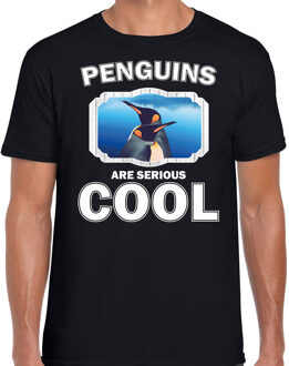 Bellatio Decorations Dieren pinguins t-shirt zwart heren - penguins are serious cool shirt - cadeau t-shirt pinguin/ pinguins liefhebber 2XL