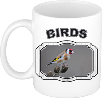 Bellatio Decorations Dieren putter vogel beker - birds/ vogels mok wit 300 ml