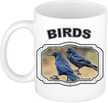 Bellatio Decorations Dieren raaf beker - birds/ vogels mok wit 300 ml