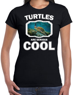 Bellatio Decorations Dieren schildpadden t-shirt zwart dames - turtles are serious cool shirt - cadeau t-shirt zee schildpad/ schildpadden liefhebber 2XL