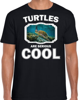 Bellatio Decorations Dieren schildpadden t-shirt zwart heren - turtles are serious cool shirt - cadeau t-shirt zee schildpad/ schildpadden liefhebber 2XL