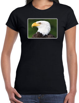 Bellatio Decorations Dieren shirt met arenden foto - zwart - voor dames - roofvogels/ zeearend vogel cadeau t-shirt / kleding 2XL