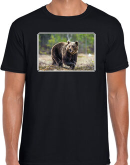 Bellatio Decorations Dieren shirt met beren foto - zwart - voor heren - natuur / beer cadeau t-shirt - kleding 2XL