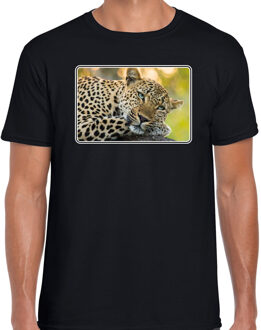 Bellatio Decorations Dieren shirt met jaguars foto - zwart - voor heren - jachtluipaard / jaguar cadeau t-shirt - kleding 2XL