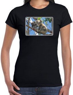 Bellatio Decorations Dieren shirt met koalaberen foto - zwart - voor dames - Australische dieren/ koala cadeau t-shirt / kleding 2XL