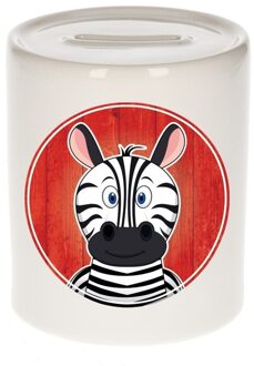 Bellatio Decorations Dieren spaarpot zebra voor kinderen 9 cm - Spaarpotten Multikleur