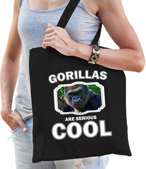 Bellatio Decorations Dieren stoere gorilla tasje zwart volwassenen en kinderen - gorillas are cool cadeau boodschappentas