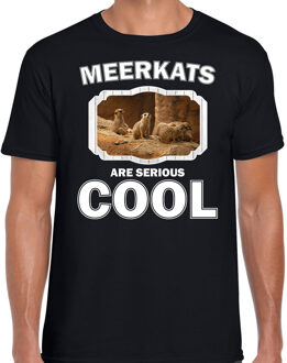 Bellatio Decorations Dieren stokstaartjes t-shirt zwart heren - meerkats are serious cool shirt - cadeau t-shirt stokstaartje/ stokstaartjes liefhebber 2XL