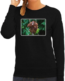 Bellatio Decorations Dieren sweater apen foto - zwart - dames - natuur / Orang Oetan aap cadeau trui - kleding / sweat shirt 2XL