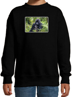 Bellatio Decorations Dieren sweater apen foto - zwart - kinderen - natuur / Gorilla aap cadeau trui - kleding / sweat shirt 12-13 jaar (152/164)