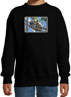 Bellatio Decorations Dieren sweater koalaberen foto - zwart - kinderen - Australische dieren/ koala cadeau trui - sweat shirt / kleding 12-13 jaar (152/164)