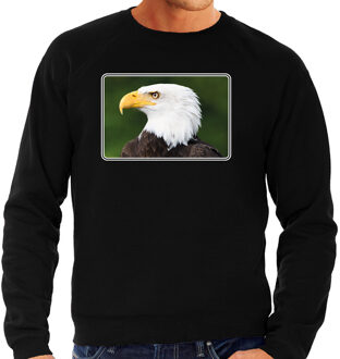 Bellatio Decorations Dieren sweater met arenden foto - zwart - voor heren - roofvogel / zeearend vogel cadeau trui - kleding / sweat shirt 2XL