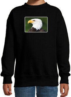 Bellatio Decorations Dieren sweater met arenden foto - zwart - voor kinderen - roofvogel/ zeearend vogel cadeau trui 12-13 jaar (152/164)