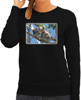 Bellatio Decorations Dieren sweater met koalaberen foto - zwart - voor dames - natuur / koala cadeau trui - kleding / sweat shirt 2XL