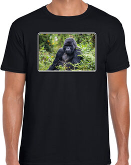 Bellatio Decorations Dieren t-shirt met gorilla apen foto zwart voor heren