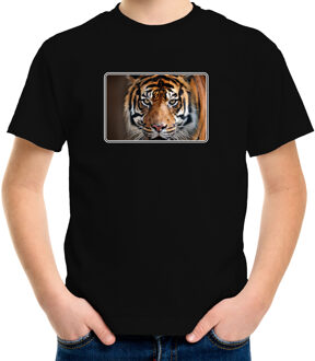 Bellatio Decorations Dieren t-shirt met tijgers foto zwart voor kinderen