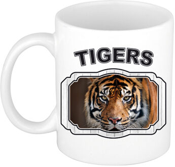 Bellatio Decorations Dieren tijger beker - tigers/ tijgers mok wit 300 ml