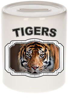 Bellatio Decorations Dieren tijger spaarpot - tigers/ tijgers spaarpotten kinderen 9 cm Multi