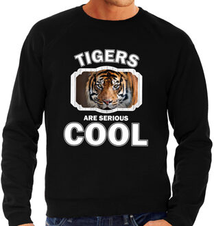 Bellatio Decorations Dieren tijgers sweater zwart heren - tigers are serious cool trui - cadeau sweater tijger/ tijgers liefhebber 2XL