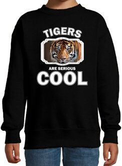 Bellatio Decorations Dieren tijgers sweater zwart kinderen - tigers are serious cool trui jongens/ meisjes - cadeau tijger/ tijgers liefhebber 12-13 jaar (152/164)