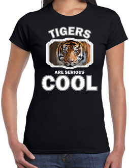 Bellatio Decorations Dieren tijgers t-shirt zwart dames - tigers are serious cool shirt - cadeau t-shirt tijger/ tijgers liefhebber 2XL