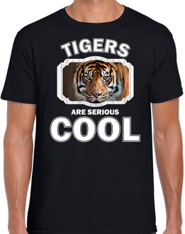 Bellatio Decorations Dieren tijgers t-shirt zwart heren - tigers are serious cool shirt - cadeau t-shirt tijger/ tijgers liefhebber 2XL