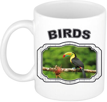 Bellatio Decorations Dieren toekan beker - birds/ toekans mok wit 300 ml - feest mokken