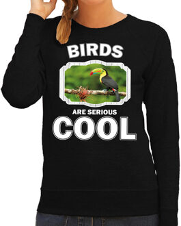 Bellatio Decorations Dieren toekans sweater zwart dames - birds are serious cool trui - cadeau sweater toekan/ toekans liefhebber 2XL