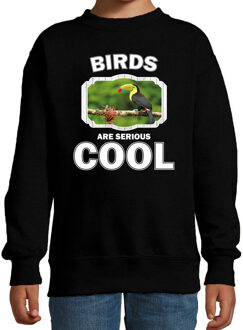 Bellatio Decorations Dieren toekans sweater zwart kinderen - birds are serious cool trui jongens/ meisjes - cadeau toekan/ toekans liefhebber 14-15 jaar (170/176)