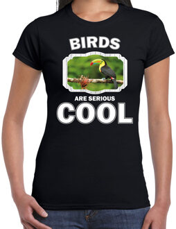 Bellatio Decorations Dieren toekans t-shirt zwart dames - birds are serious cool shirt - cadeau t-shirt toekan/ toekans liefhebber 2XL