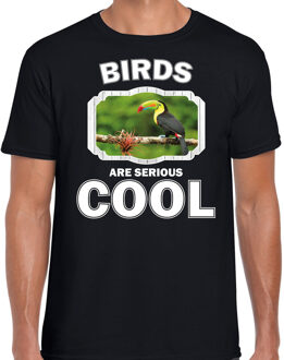 Bellatio Decorations Dieren toekans t-shirt zwart heren - birds are serious cool shirt - cadeau t-shirt toekan/ toekans liefhebber 2XL