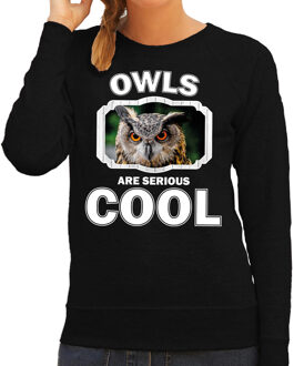 Bellatio Decorations Dieren uilen sweater zwart dames - owls are serious cool trui - cadeau sweater uil/ uilen liefhebber 2XL