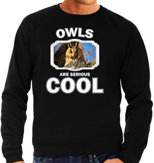 Bellatio Decorations Dieren uilen sweater zwart heren - owls are serious cool trui - cadeau sweater ransuil/ uilen liefhebber 2XL