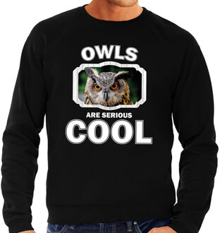 Bellatio Decorations Dieren uilen sweater zwart heren - owls are serious cool trui - cadeau sweater uil/ uilen liefhebber 2XL