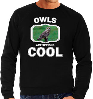 Bellatio Decorations Dieren uilen sweater zwart heren - owls are serious cool trui - cadeau sweater velduil/ uilen liefhebber 2XL