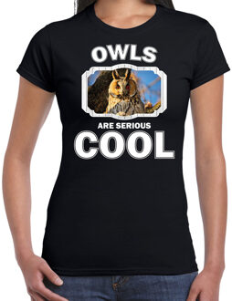 Bellatio Decorations Dieren uilen t-shirt zwart dames - owls are serious cool shirt - cadeau t-shirt ransuil/ uilen liefhebber XL