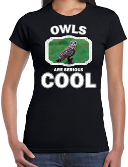 Bellatio Decorations Dieren uilen t-shirt zwart dames - owls are serious cool shirt - cadeau t-shirt velduil/ uilen liefhebber 2XL