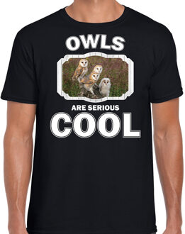 Bellatio Decorations Dieren uilen t-shirt zwart heren - owls are serious cool shirt - cadeau t-shirt kerkuil/ uilen liefhebber 2XL