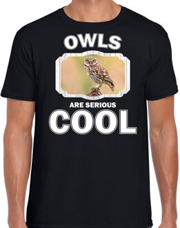 Bellatio Decorations Dieren uilen t-shirt zwart heren - owls are serious cool shirt - cadeau t-shirt steenuil/ uilen liefhebber 2XL