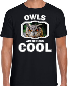 Bellatio Decorations Dieren uilen t-shirt zwart heren - owls are serious cool shirt - cadeau t-shirt uil/ uilen liefhebber 2XL