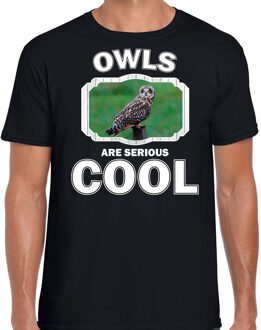 Bellatio Decorations Dieren uilen t-shirt zwart heren - owls are serious cool shirt - cadeau t-shirt velduil/ uilen liefhebber 2XL