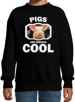 Bellatio Decorations Dieren varkens sweater zwart kinderen - pigs are serious cool trui jongens/ meisjes - cadeau varken/ varkens liefhebber 12-13 jaar (152/164)