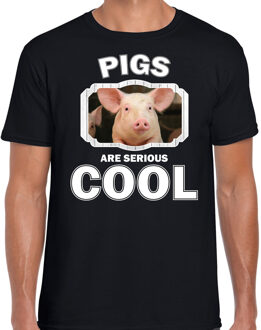 Bellatio Decorations Dieren varkens t-shirt zwart heren - pigs are serious cool shirt - cadeau t-shirt varken/ varkens liefhebber 2XL