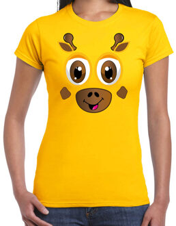 Bellatio Decorations Dieren verkleed t-shirt dames - giraf gezicht - carnavalskleding - geel M