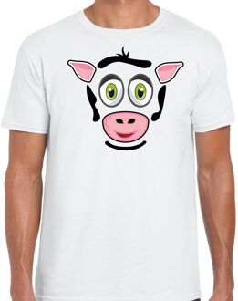 Bellatio Decorations Dieren verkleed t-shirt heren - koe gezicht - carnavalskleding - wit