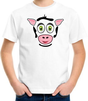 Bellatio Decorations dieren verkleed t-shirt kinderen - koe gezicht - carnavalskleding - wit L (140-152)