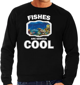 Bellatio Decorations Dieren vissen sweater zwart heren - fishes are serious cool trui - cadeau sweater vis/ vissen liefhebber 2XL