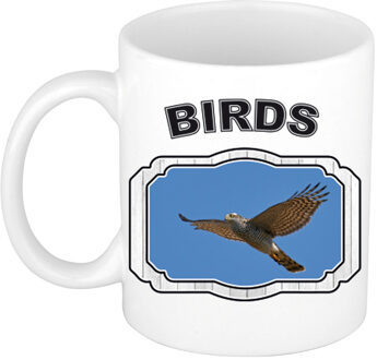 Bellatio Decorations Dieren vliegende havik roofvogel beker - birds/ vogels mok wit 300 ml