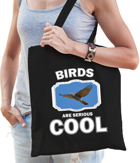 Bellatio Decorations Dieren vliegende havik roofvogel tasje zwart volwassenen en kinderen - birds are cool cadeau boodsch